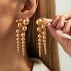 IngeSight.Z Винтажные многослойные серьги-капли со сферическими бусинами, женские элегантные серьги-подвески золотого цвета в виде шаров неправильной формы, ювелирные изделия для женщин