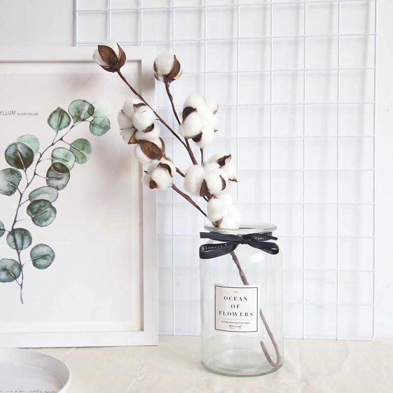 Cotton Dried Naturally Artificial Flowers Plants Floral Branch For Wedding Party Decoration Fake Flowers Home Artificial Decor
