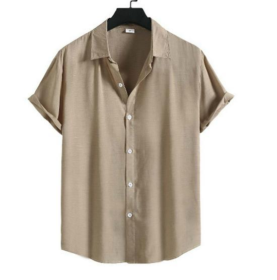 2024 Men's Summer Casual Hawaiian Short-Sleeve Solid Shirt