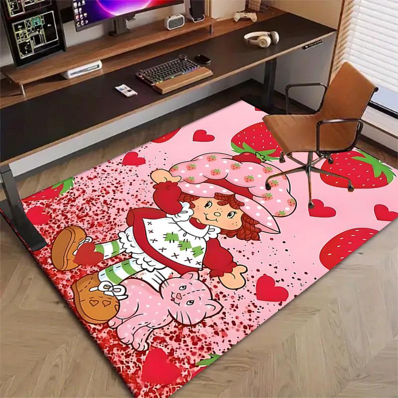 1pc Strawberry Princess1 Design Printed Area Rug Carpet for Bedroom Living Room Home Decor Rugs Mat Non Slip Mat Rug for Bedside