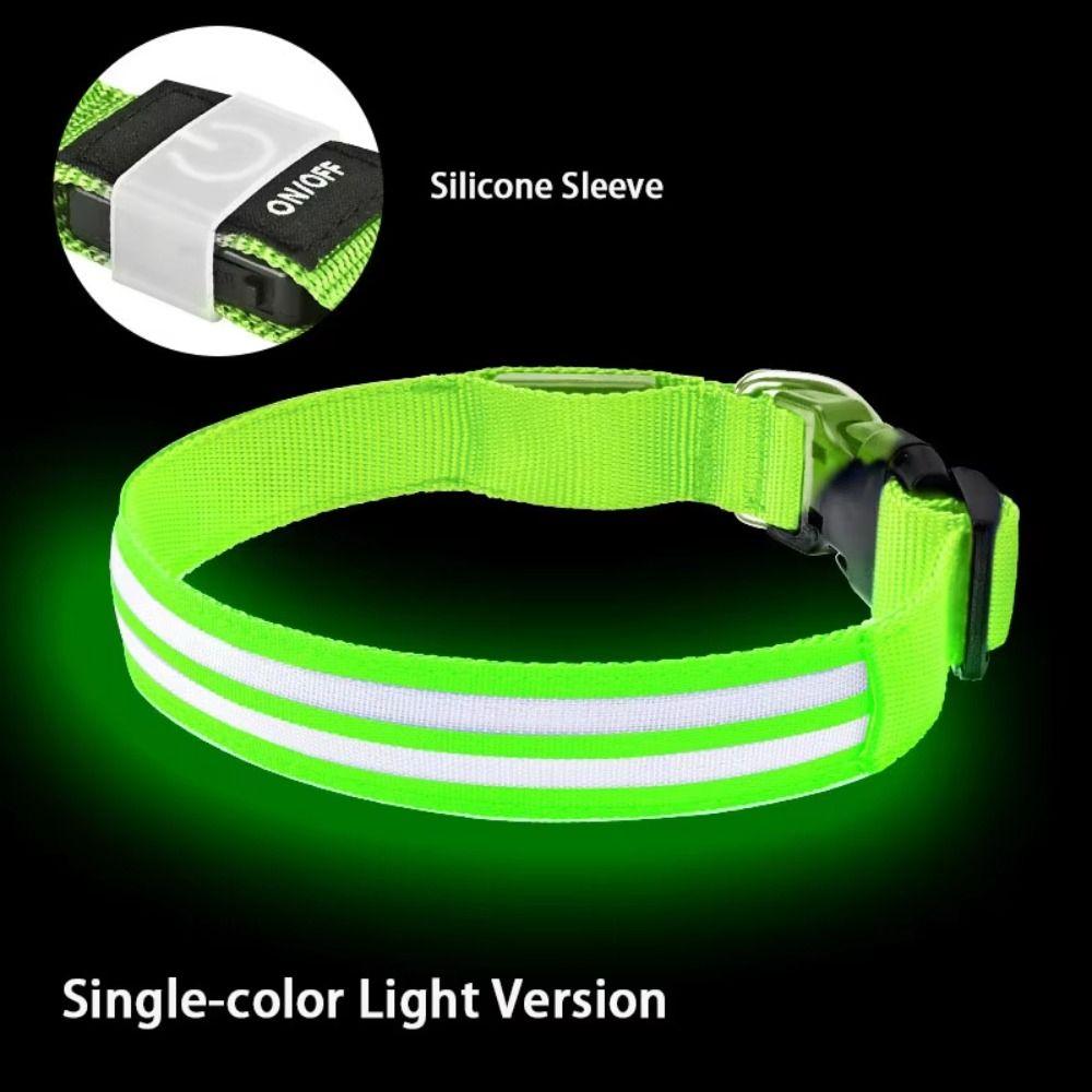 Nylon Material LED Glowing Dog Neck Ring Adjustable Pet Luminous Collar Night Walk
