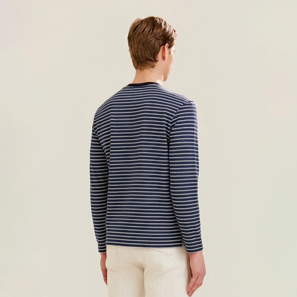 FERRAROMILANO Round Striped Long Sleeve T-Shirt Navy (Am0Gttr15149)