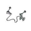 Silver Color Ear Bone Nail Earrings Stainless Steel Cartilage Earrings Chain Earrings  Jewelry Gift