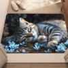 1 шт. Противоусталостные коврики для двери, с принтом спящего полосатого котенка, водонепроницаемые, нескользящие, толстые, амортизирующие, коврик для двери, прочный, комфортный, коврик для стояния у двери