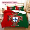 Portugal football Pattern Bedding Home Decoration Birthday Gift (1 * duvet cover + 2 * pillowcase, without core),fan merchandise.