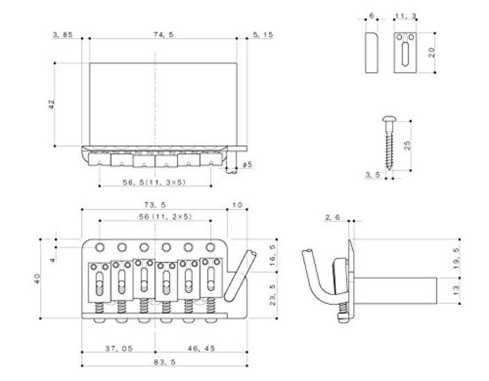 Синхронизированный тремоло GOTOH GE102TC, хромированный блок, литое седло, шаг 11,3 мм, (ПГЕ102ТС)
