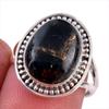 Натуральный Черный Медный Турмалин Камень 925 Стерлинговое Серебро Кольцо Р.7 j6i23