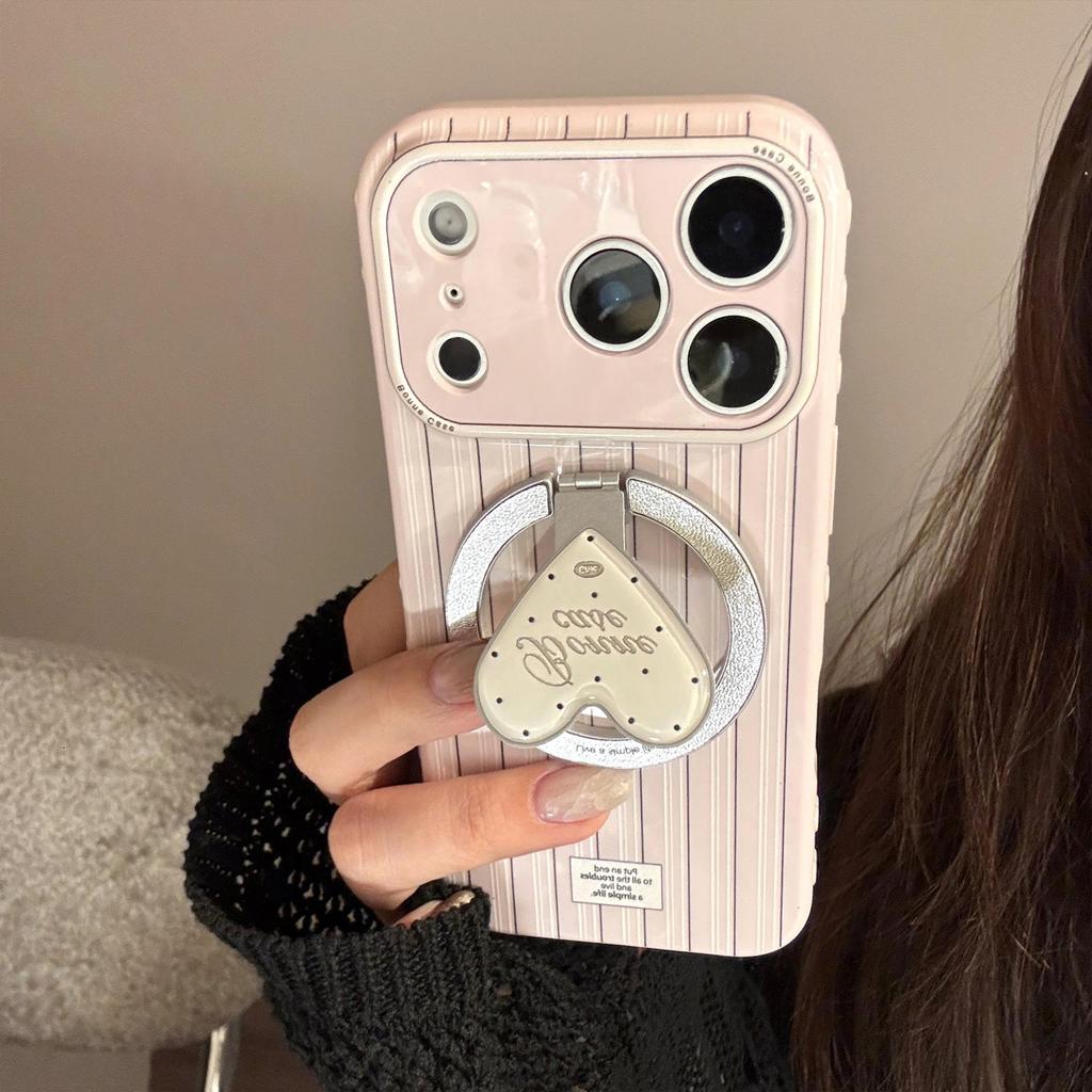 Креативный чехол-подставка в полоску в форме сердца для iPhone 16, iPhone 17, iPhone 17 Pro Max