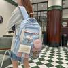 Blocked Fashion Color Letter Pattern Backpack With Compartment Transparent