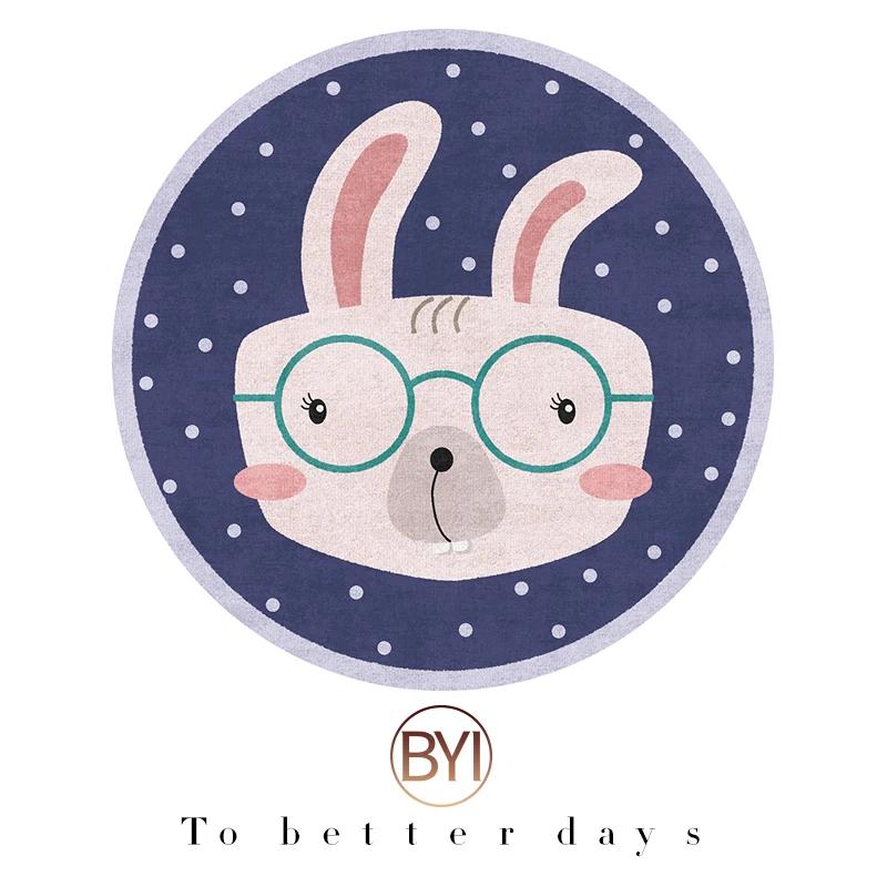 Мультяшные ковры для гостиной, милый декор для спальни, круглые коврики, нескользящий напольный коврик для стула, прикроватный ковер для детской комнаты, ковер для кабинета