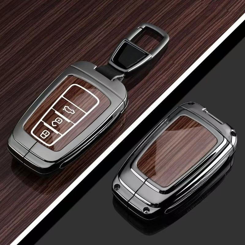 Zinc Alloy Key Fob Cover for Toyota Venza/C-HR/Levin GT/Avalon/Land Cruiser Prado/Wildlander, KeyCase Shell with Keychain