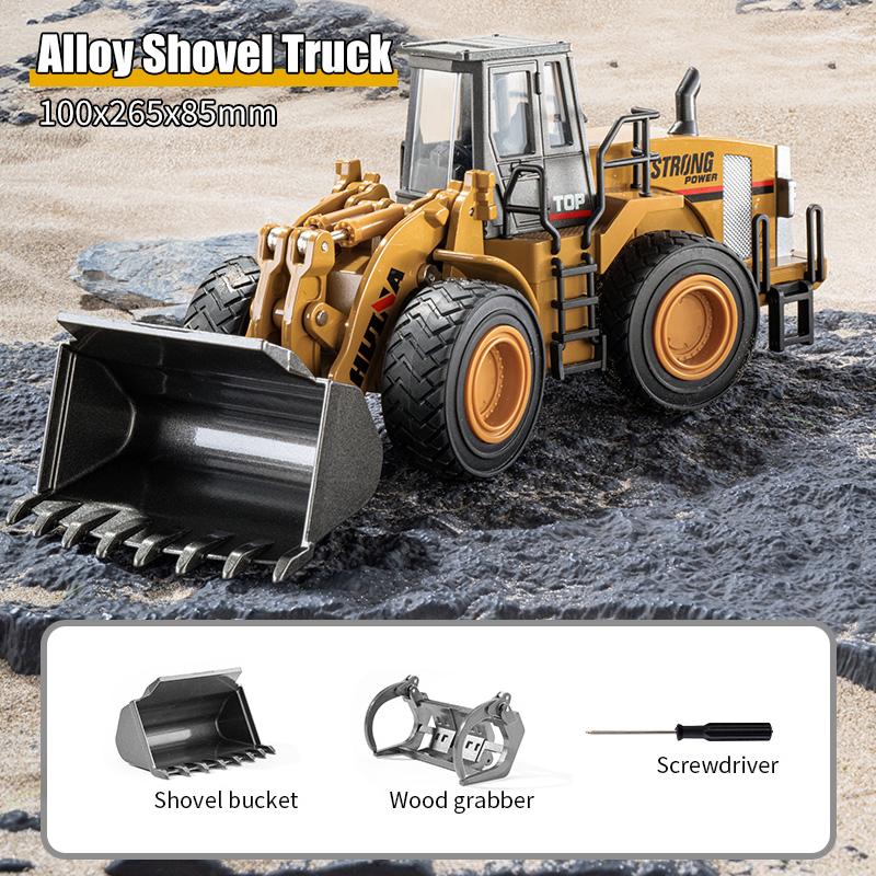 non-toxic HUINA 1910 1/40 Large Metal Alloy Excavator Truck Car Model Toy 3 IN 1 Construction Cars Engineering Vehicle Gifts for Kids children