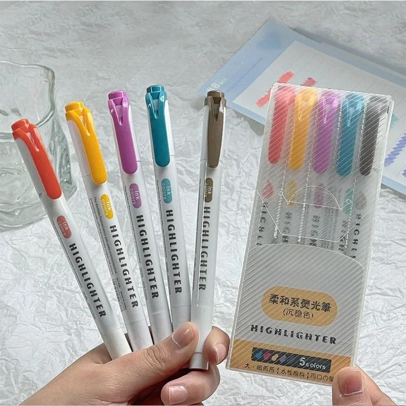 5 шт./компл., маркеры с двойной головкой, студенческие заметки, маркер для основного содержания, маркер для девочек, альбом для скрапбукинга, декор для журнала, стационарная ручка для рисования