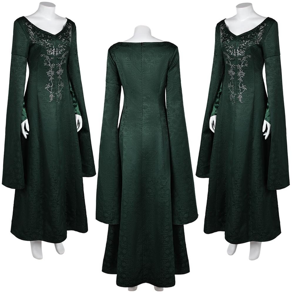 Средневековая принцесса Алисента Косплей Фэнтези Вышивка Темно-зеленое платье TV Dragon 2 Косплей Дом Костюм Маскировка Женский наряд