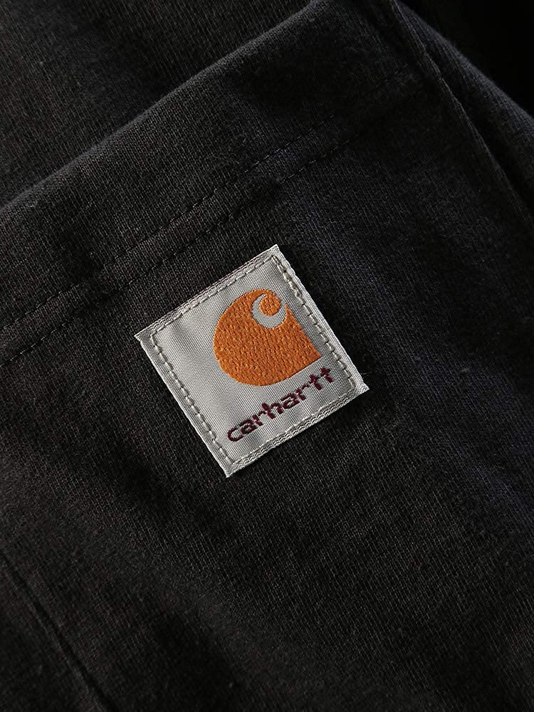 Футболка с коротким рукавом и круглым вырезом, карманом с логотипом [Carhartt] [K87] (Л, Черный)