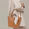 New Women's Handbag Fashionable and Versatile Cowhide Single Shoulder Crossbody Bucket Bag