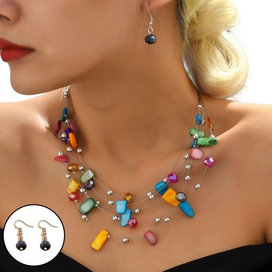 Set Bohemian Style Multi Layers Asymmetric Electroplated Stone Faux Crystal