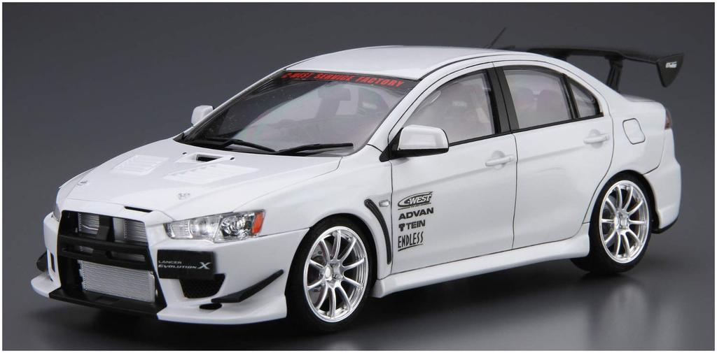 Aoshima Bunka Kyozaisha The Tuned Car Series Mitsubishi CZ4A Lancer Evolution X 2007 Пластиковая модель 1/24 № 19 C-WEST