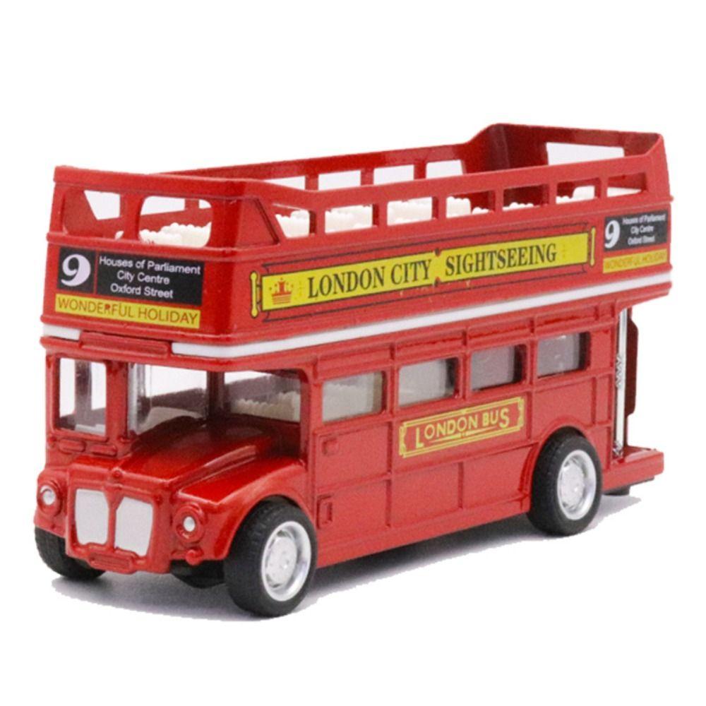 Double Decker Bus Car Model Simulation Pull Back Vehicle Travel Bus Model Children Gift