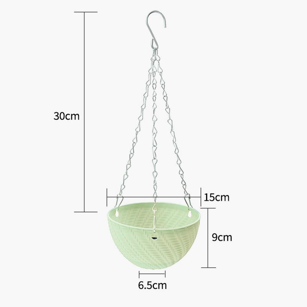 Plastic Hanging Basket with Drainage Holes and Rustproof Triple Chain for Indoor Outdoor Plants White Blue Pink Green Purple