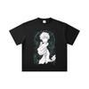 Унисекс футболка из плотного хлопка, 260 г/м², двойная пряжа, 32 нити, 100% хлопок, с принтом Gojo из Jujutsu Kaisen V2