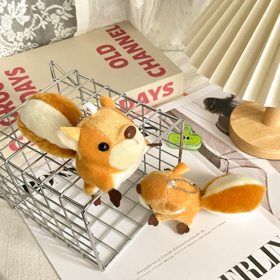 Cartoon Big Tail Squirrel Doll Long Tail Squirrel Doll Plush Claw Machine Toy Bag Keychain Pendant