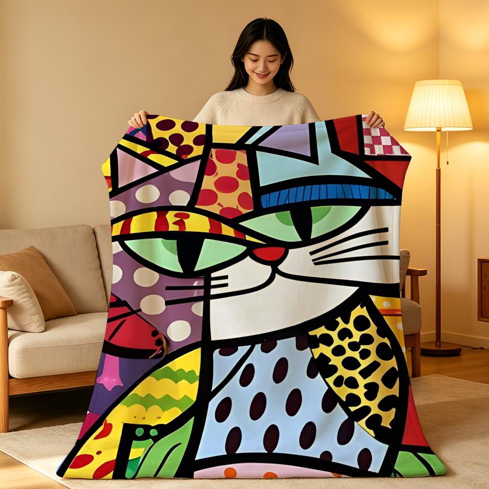 Artist R-Romero B-Britto Throw hot High-Density Short Plush Blanket Soft Skin-Friendly for Sofa Nap Air-Conditioned Room