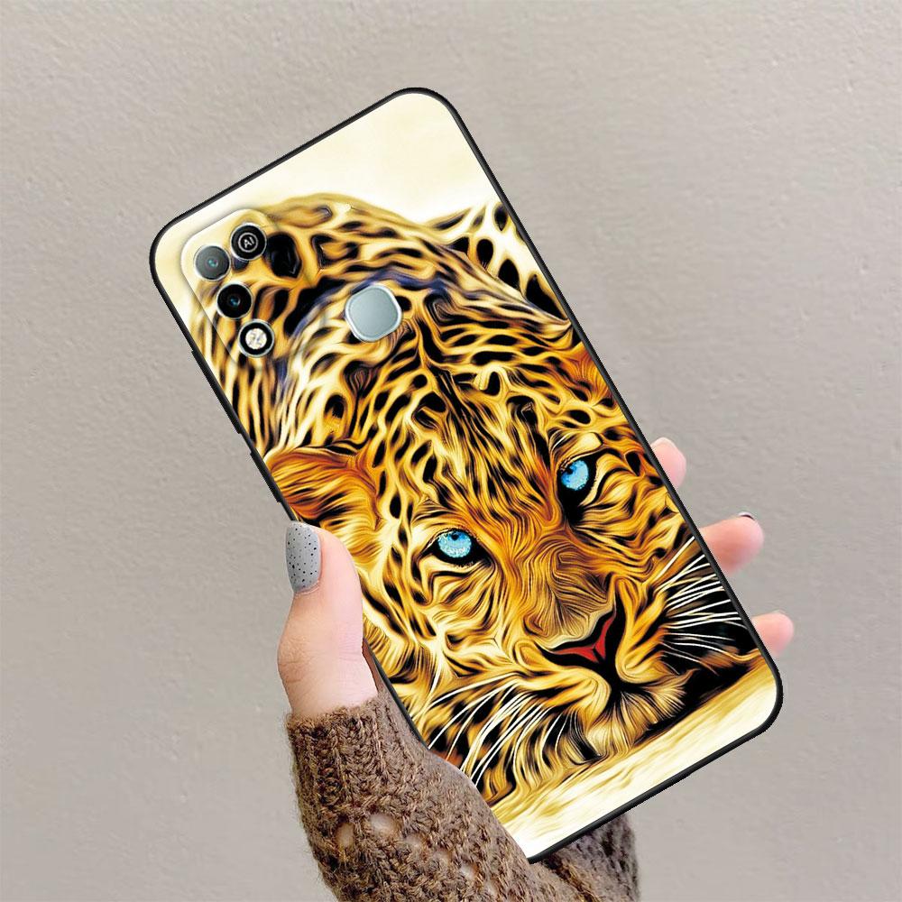 For Infinix Hot 10 Play Case For Infinix Hot 11 Play Leopard Black Matte Soft Case For Infinix Hot 10 11 Play Back Cover Bumper