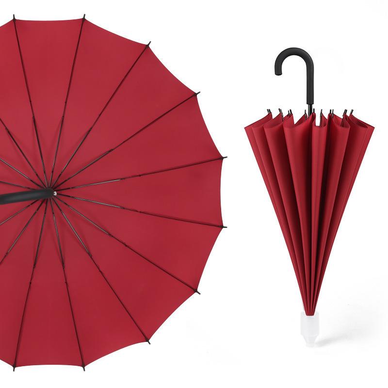 16-Bone Large Double Straight Pole Umbrella Long Handle Umbrella Car Portable Waterproof Cover Umbrella Supply
