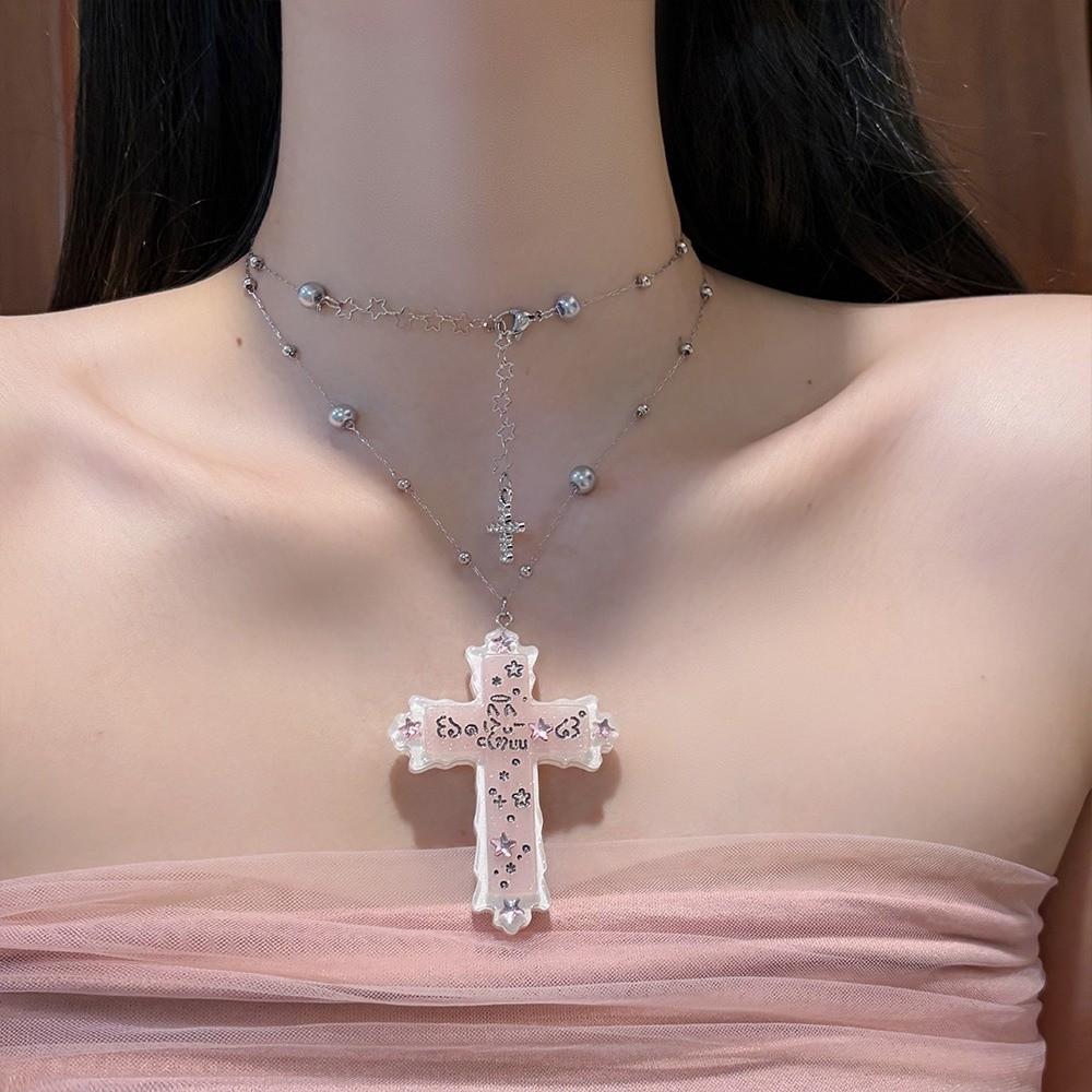 Lightweight Angel Hair Clips Y2K Cross Emoticon Side Bang Hair Accessory Long Sweater Chain Women