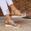 Snake Print Wedges Sandals for Women 2024 Metal Decoration Platform Sandalias Mujer Comfortable Thick Bottom Casual Summer Shoes