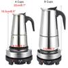 New Portable Espresso Coffee Maker Moka Pot Silver Stainless Steel Electric Stove Filter Coffee Brewer Kettle Pot