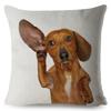 Милый домашний питомец собака миниатюрная такса принт наволочка 45*45 квадратные наволочки льняная наволочка диван домашний декор наволочки