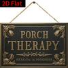 2D Flat Wooden 30*20cm Vintage "Porch Therapy" Wooden Wall Plaque Decorative Sign with Floral Design, Perfect for Home, Bar, Cafe, Garage, and Porch