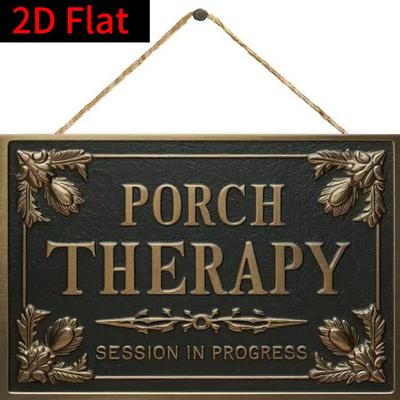 2D плоская деревянная 30*20 см винтажная деревянная настенная табличка "Porch Therapy" декоративная вывеска с цветочным дизайном, идеально подходит для дома, бара, кафе, гаража и крыльца