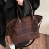 Оптовая ретро клетчатая сумка большой вместимости женская 2025 новая контрастная сумка-тоут высокого класса на плечо/кроссбоди