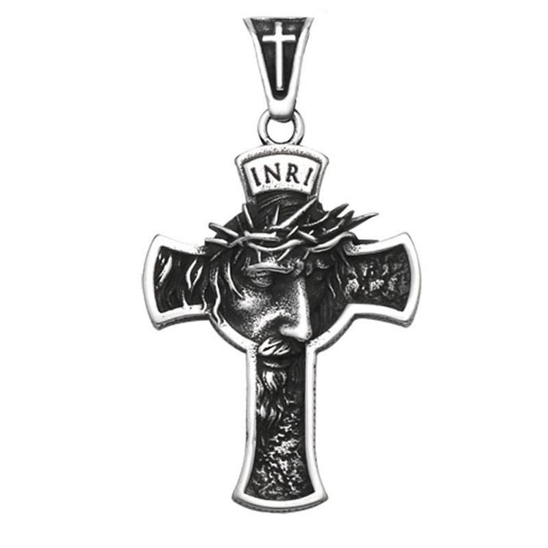 Stainless Steel Christian Jesus Cross Pendant Chain Trend Charm Crisscross Jesus Necklaces Men chains Jewelry Gift