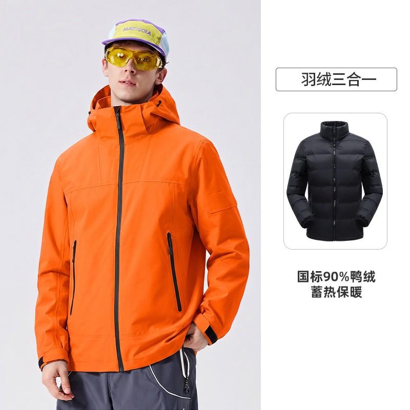 Men Women Waterproof Windproof Hiking Jacket 3-in-1 Detachable Fleece Lined Outdoor Raincoat Trekking Camping Cycling