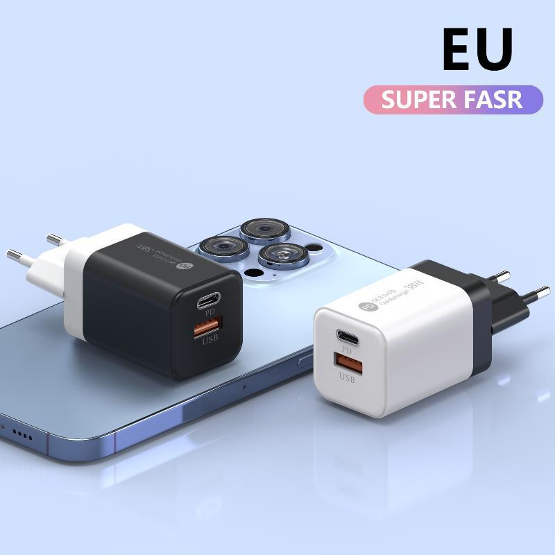 20 Вт Быстрое настенное зарядное устройство США, двойные порты PD USB, высокоскоростная зарядка для смартфонов, планшетов, наушников, небольших цифровых устройств
