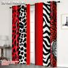 2 шт. Комплект штор 2D-печать Красная Зебра Леопард Машинная стирка (без стержня) Наружные украшения Идеально для спальни Гостиной