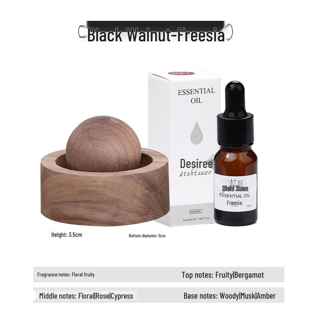 Round Wood Aromatherapy Diffuser - Long-Lasting Essential Oil and Car Fragrance Ornament for Home and Bedroom.