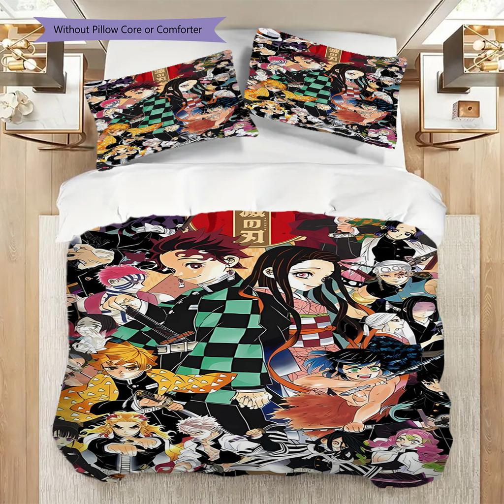 Anime Characters Dynamic Poses Threepiece Set 1 Duvet Cover 2 Pillowcase Without Core Christmas Birthday Gift Bedding Set