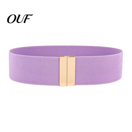 Fashion Metal Buckle Belt Wide Elastic Waist Belt, Adjustable Stretchy with Slimming Shapewear Square Buckle, Stylish Waistband for Dresses And Jeans