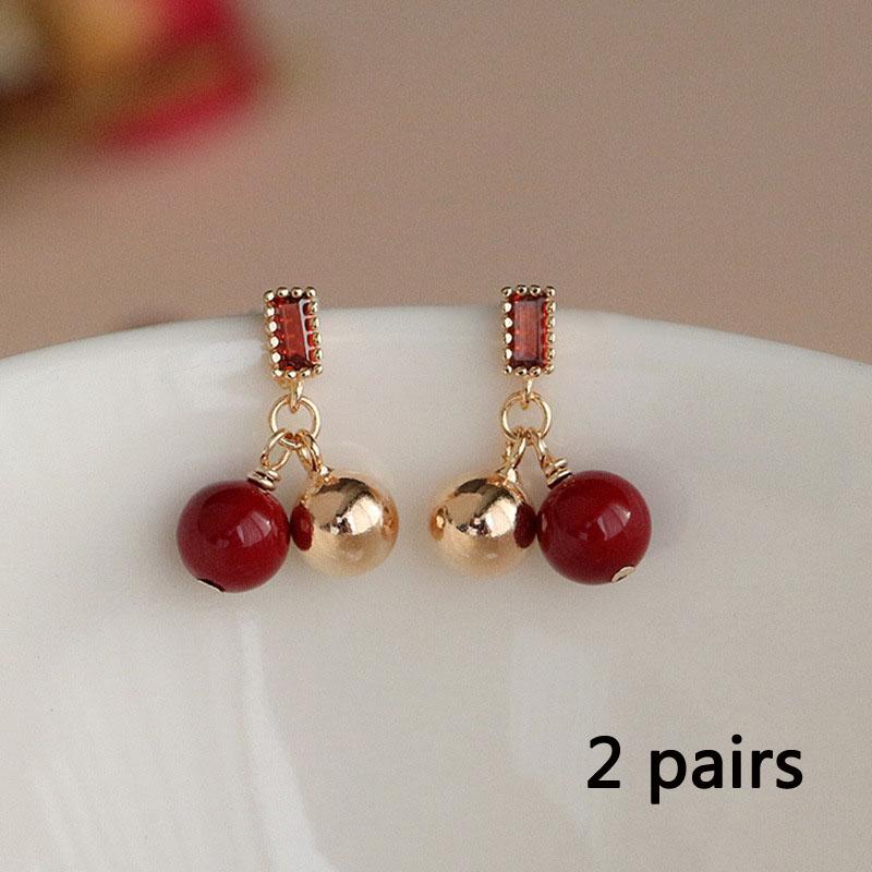 Модные серьги с красной фасолью, винтажные темпераментные красные серьги, ювелирные изделия