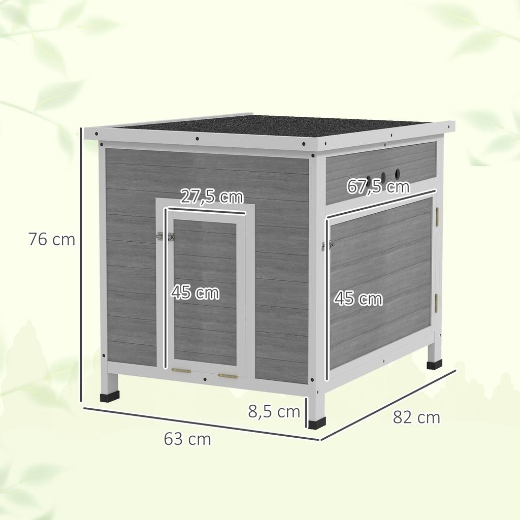 Wooden Duck House with Asphalt Roof, Light Grey, 63 x 82 x 76 cm
