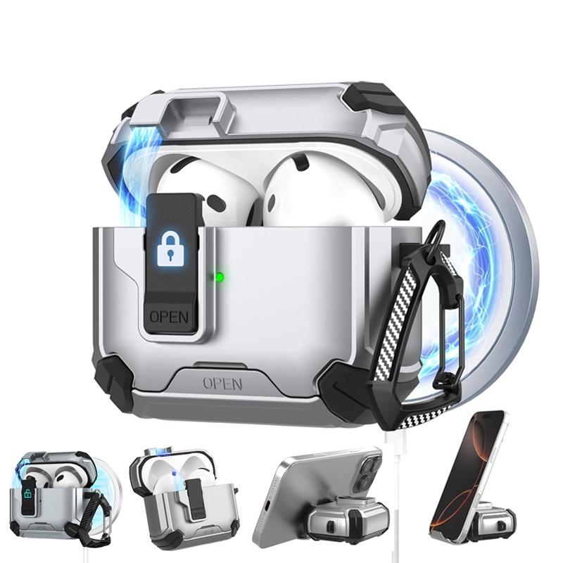 Чехол-подставка для телефона для чехла AirPods 4-го поколения Магнитный автоматический замок с набором для чистки Ударопрочный защитный чехол для AiPods 4