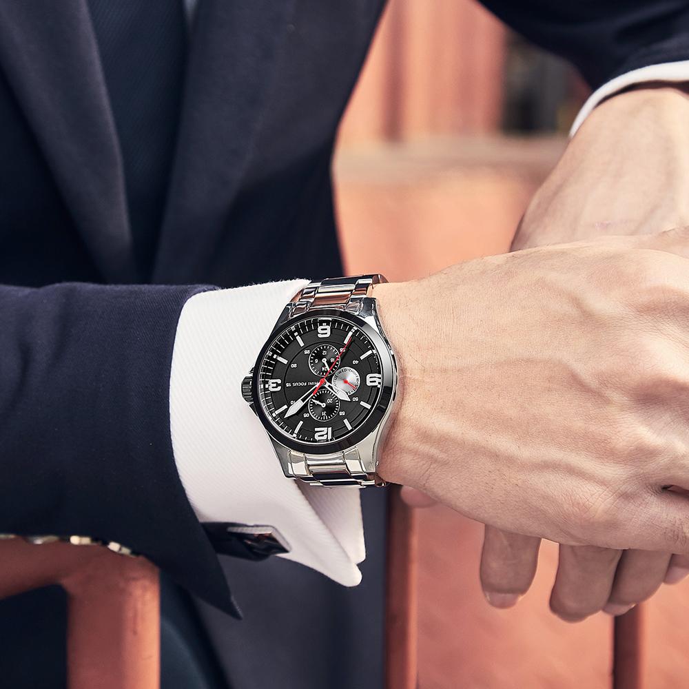 Top Brand Luxury With Box Men Watch Business Men's Watch Multifunctional Dual Calendar Waterproof Steel Strap Men Quartz Watches