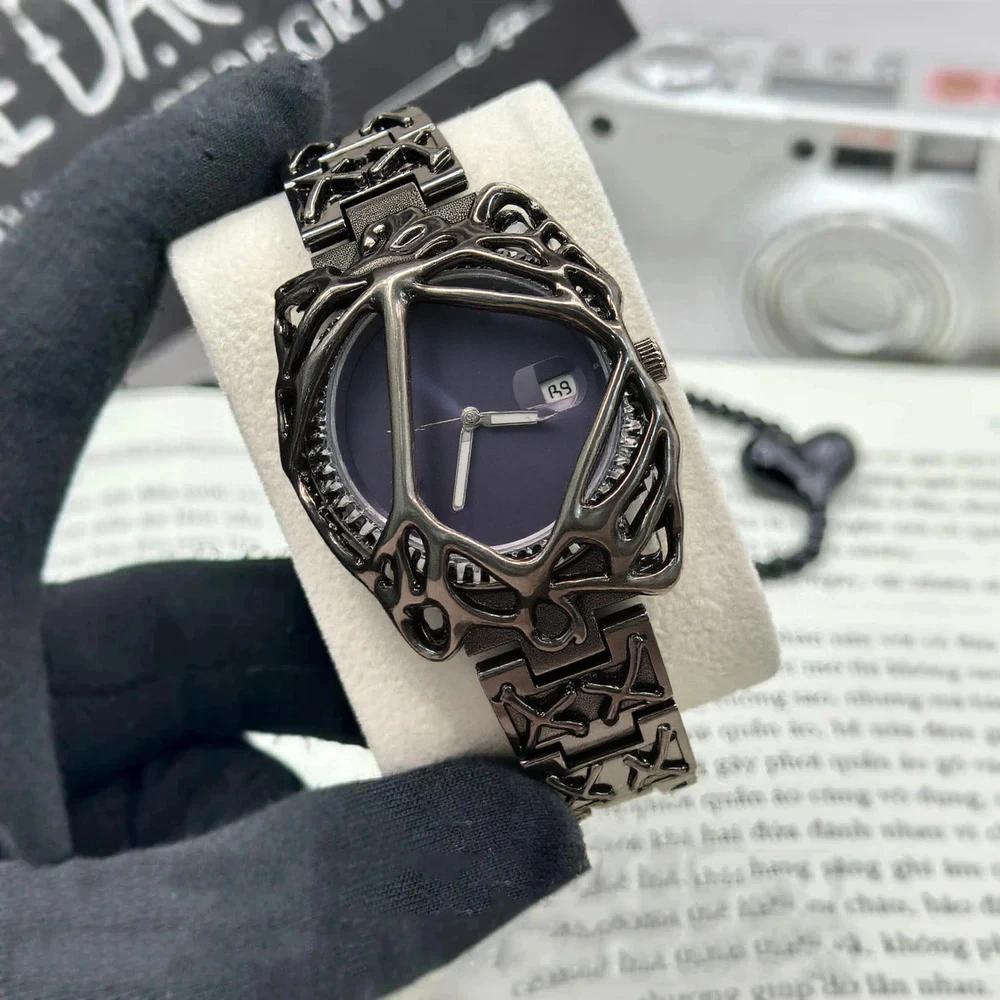 Y2k Black Green Dial Unisex Quartz Watch Men Antique Alabaster Style Men Watch High Quality Original Unique Creative AAA Clock