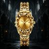Gold Claw Quartz Watch Unique Hollow Stainless Steel Bracelet Wristwatch Hip Hop Streetwear Calendar Relogio Masculino