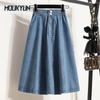 Женские свободные джинсовые юбки Весна Корейская мода Средняя длина Повседневная юбка с высокой талией